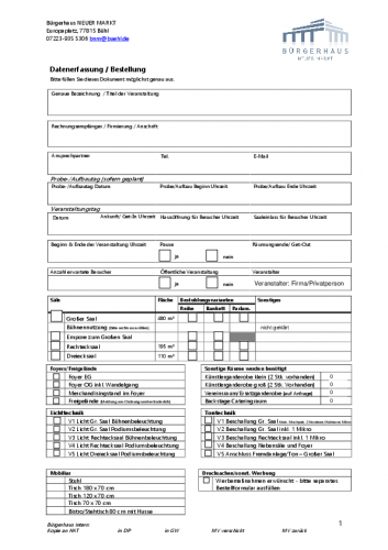 Datenerfassung/Bestellung
